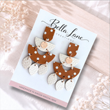 Tan Polka Dot Statement Earrings