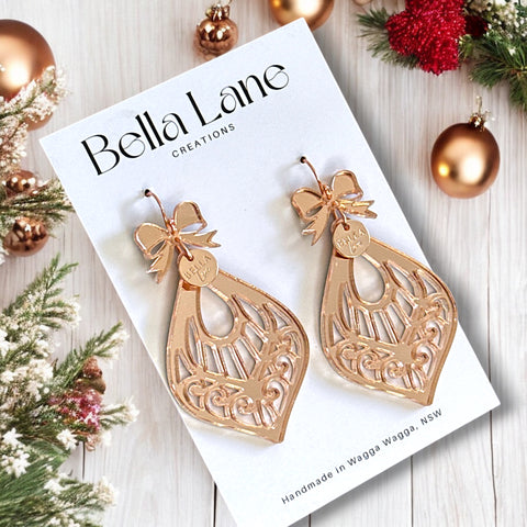 Bella Luxe Rose Bow Dangles