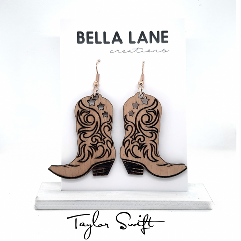 Taylor Swift Cowgirl Boot Earrings in Natural