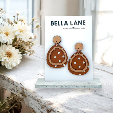 Tan Polka Dot Baby Drop Earrings