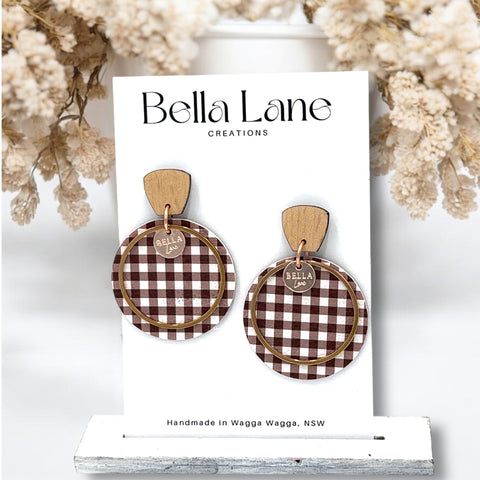 Chocolate Gingham Luna Earrings