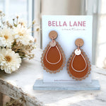 Tan Scalloped Timber Earrings