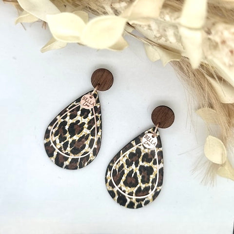 Chocolate Leopard Teardrop Earrings
