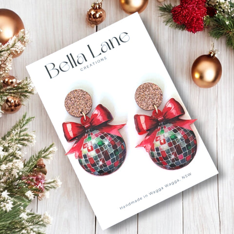 Large Red  Disco Bauble Dangle