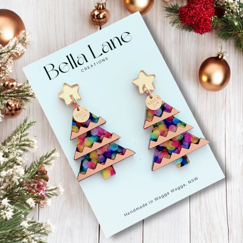 Neon Christmas Lights Zig Zag Earrings