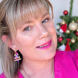 Mini Neon Christmas Lights Zig Zag Earrings