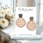 Beige Pink Polka dot Luna Earrings