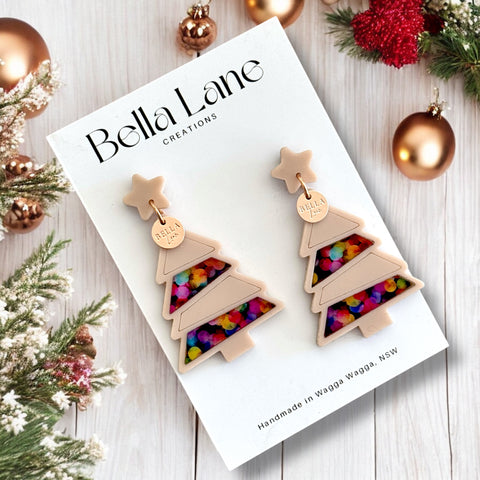 Neon Christmas Lights – Beige Trees Regular Size