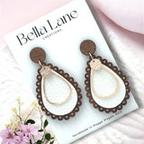 White Vintage Timber Scalloped Earrings