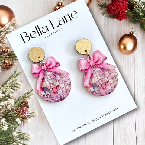 Large Blush Pink Disco Bauble Dangle