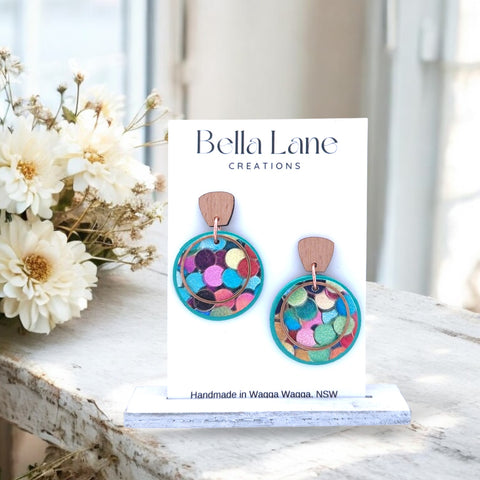 Aqua + Confetti Luna Earrings