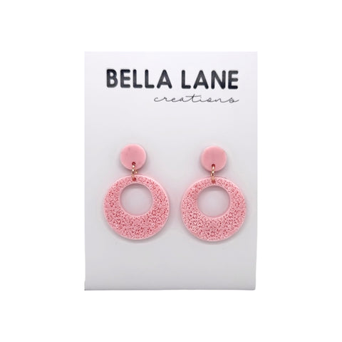 Pink Damask Mini Barbie Earrings