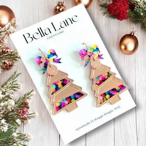 Neon Bow Christmas Lights Acrylic  Tree Dangles