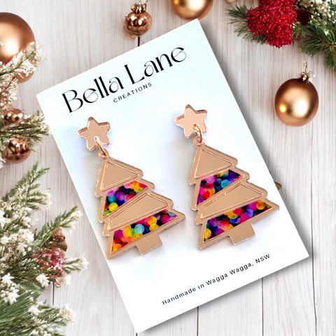 Neon Christmas Panel Earrings without name disc.