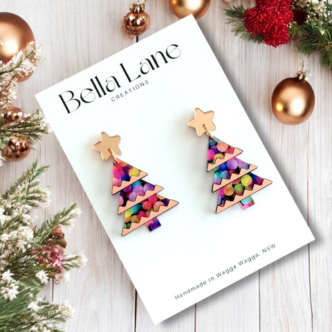 Mini Neon Christmas Lights Zig Zag Earrings