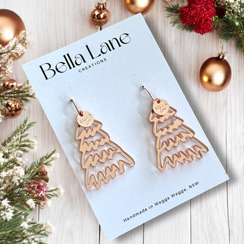 Rose Gold Outline Tree Dangles