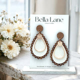 White Vintage Timber Scalloped Earrings