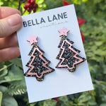 Black Sprinkle Christmas Tree Earrings