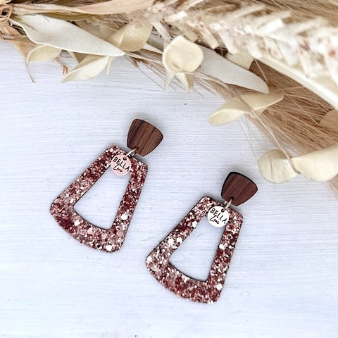 Rose Gold Sparkle Macey Earrings