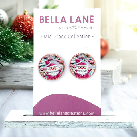 Jolly Santa 20mm Rose Gold Earrings