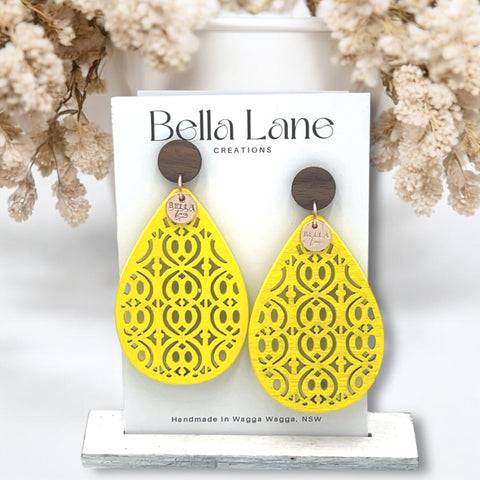 Yellow Eden Lace Teardro Earrings