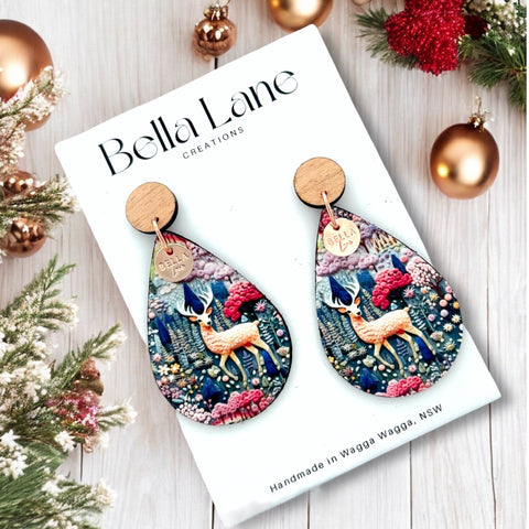 Christmas Deer Teardrop Earrings