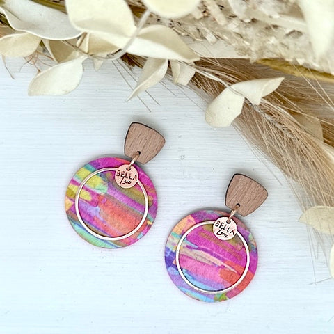 Rainbow Watercolour Luna Earrings