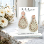 Ivory Lace Rose Gold Teardrop Earrings