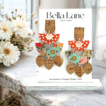 Spring Blossom + Orange Polka dot Dangle Earrings