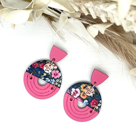 Summer Blossom +Pink Embossed Luna Earrings