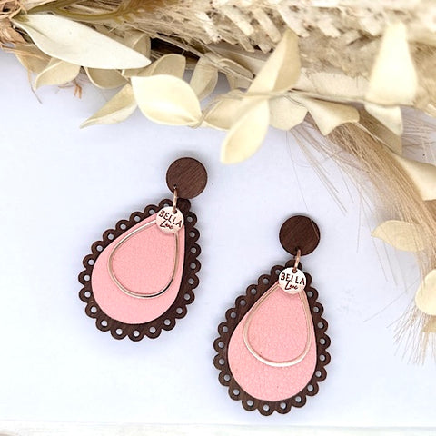 Baby Pink Timber Scalloped Earrings