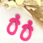 Hot Pink Oval Arch Earrings