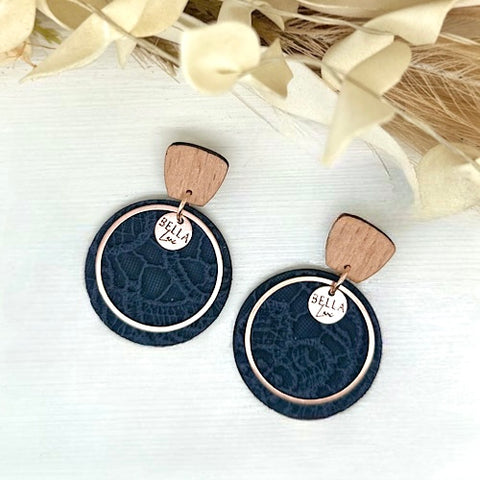 Navy Lace Luna Earrings