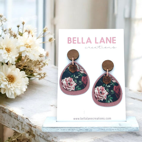 Blush Pink + Midnight Rose Garden Baby Earrings