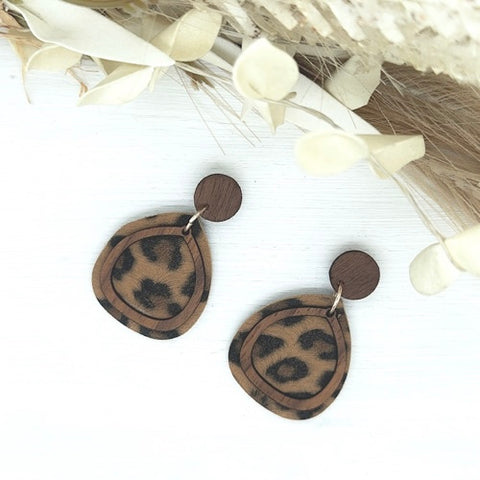 Rustic Leopard Baby Drop Earrings