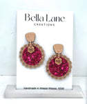 Raspberry Sparkle Scalloped Luna Earrings