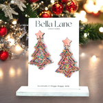 Baby Pink Sprinkle Rose Gold Overlay Christmas Tree Earringsl