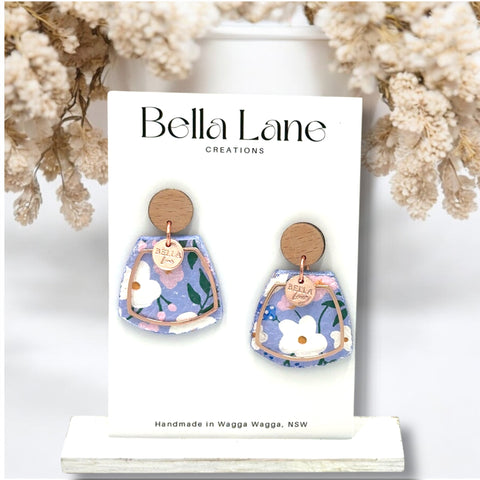 Wildflower Leather Trapezium Earrings