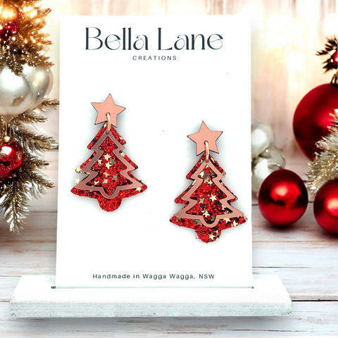 Christmas Star Mini Christmas Tree Earrings