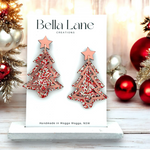 Red + White Sprinkle Christmas Tree Earrings