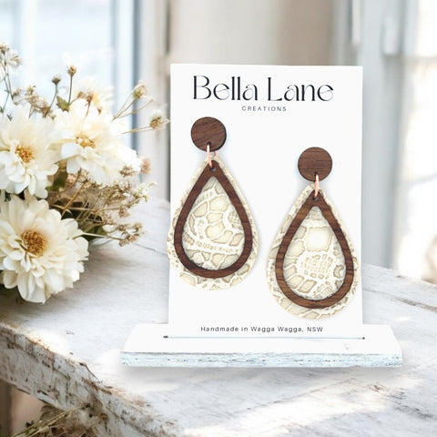 Ivory Lace Teardrop Earrings hi