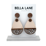 Cream Garden Timber Teardrop Earrings