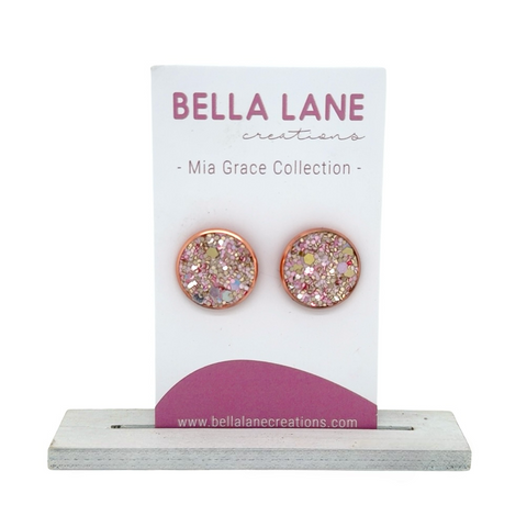 Opal Rose Gold Sparkle Earrings