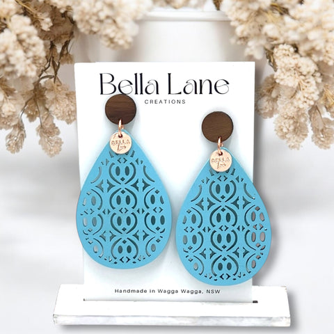 Baby Blue Eden Lace Teardrop Earrings