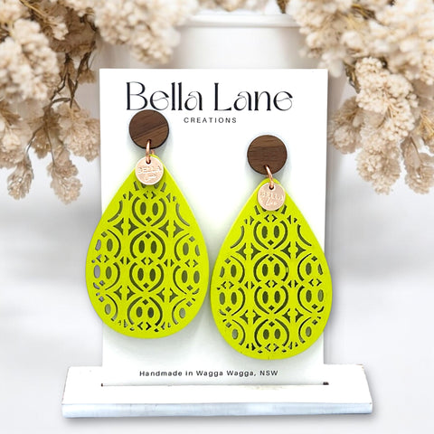 Lime Eden Lace Teardrop Earrings
