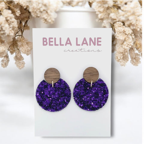 Purple Glitter  Luna Earrings