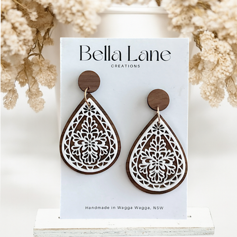 Walnut Lace Teardrop Earrings