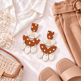 Tan Polka Dot Statement Earrings