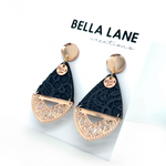 Navy Lace Rose Gold Tuscany Earrings