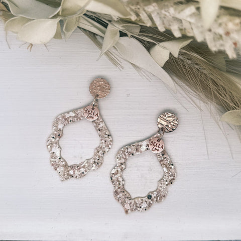 Chunky Rose Gold + White Moroccan Earrings